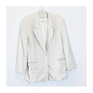 Christian Dior Plaid One-button Cream Blazer SZ12